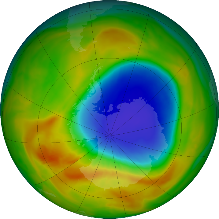 Antarctic ozone map for 11 October 2019